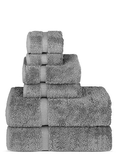 Book Cover Chakir Turkish Linens Luxury Spa and Hotel Quality Premium Turkish Cotton 6-Piece Towel Set (2 x Bath Towels, 2 x Hand Towels, 2 x Washcloths, Gray)