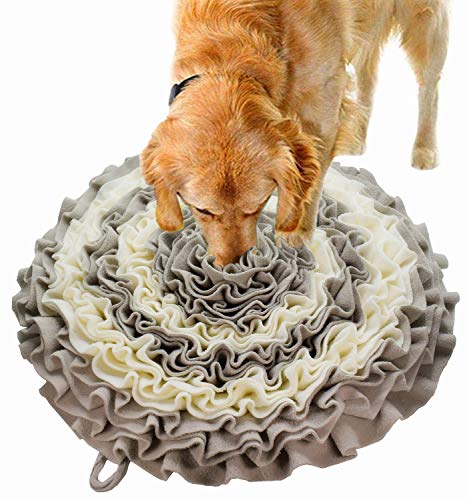 AB AttaBoy Pet Snuffle Mat for Dogs, Interactive Dog Toys, Pet Snuffle Mat for Dogs Bowl Travel Use, Activity Fun Play Mat for Relieve Stress Restlessness (Gray/White)