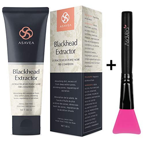 AsaVea Black Peel Off Mask with Brush,Blackhead Remover Charcoal Blackhead Remover, Deep Cleansing, Pore Shrinking, Acne and Oil Control, Anti Aging 80 gram