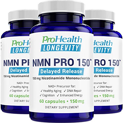 ProHealth NMN Pro Delayed Release 3-Pack (150 mg, 60 Capsules Each) Nicotinamide Mononucleotide | NAD+ Precursor | Supports Anti-Aging, Longevity and Energy | Non-GMO