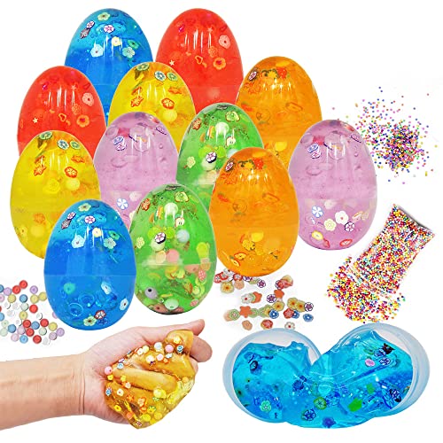 JOYIN 12 Pcs Iridescent Silly Fluffy Slime Clear Colorful Putty With Accessories