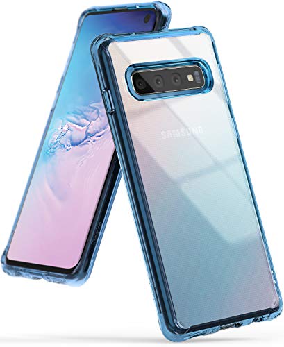 Ringke Fusion Designed for Galaxy S10 (6.1") Crystal Clear PC Back Case Anti-Cling Dot Matrix Technology Lightweight Transparent TPU Bumper Drop Protective Phone Cover for Galaxy S10 - Aqua Blue