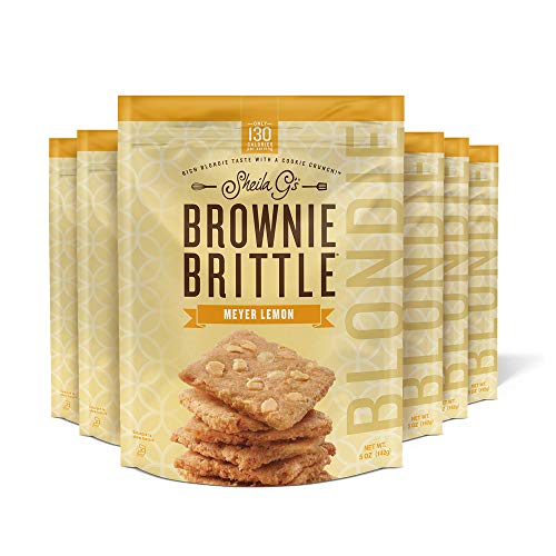 Sheila G's Brownie Brittle BLONDIE Meyer Lemon- Low Calorie, Healthy Thin Sweet Crispy Snack-Rich Blondie Taste with a Cookie Crunch- 5oz (Pack of 6)
