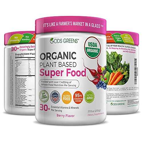 Super Greens | #1 Plant-Based Superfood Powder | 30 Servings | 30+ Whole Foods (Wheat Grass, Spirulina, Chlorella, Moringa), Probiotics, Fiber & Enzymes | 100% USDA Organic, Non-GMO, Vegan Supplement