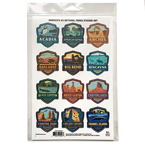 Book Cover Anderson Design Group 60 National Parks Mini Emblem Sticker Set