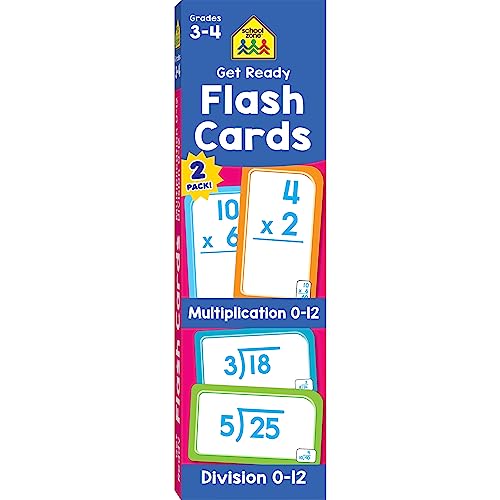 Book Cover School Zone - Get Ready Flash Cards Multiplication & Division 2 Pack - Ages 8 to 9, 3rd Grade, 4th Grade, Multiplication 0-12, Division 0-12, Elementary Math, and More