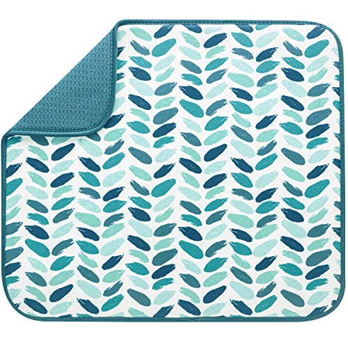 S&T INC. Dish Drying Mat for Kitchen, Absorbent, Reversible Microfiber Dish Mat, 16 Inch x 18 Inch, Paint Stroke