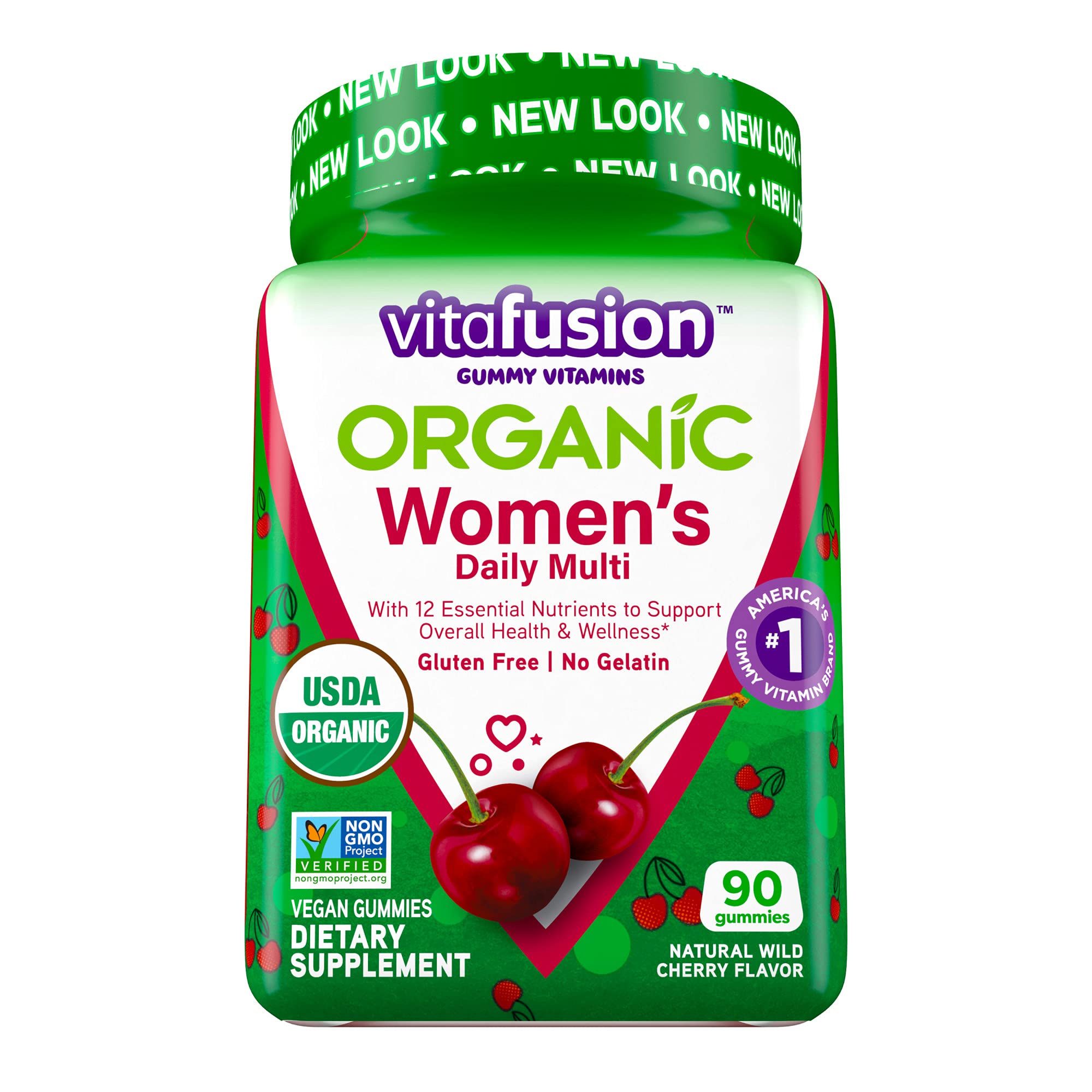Vitafusion Organic Women’s Gummy Multivitamin, 90 Count - Non-GMO, Gluten-Free, No Gelatin, No HFCS