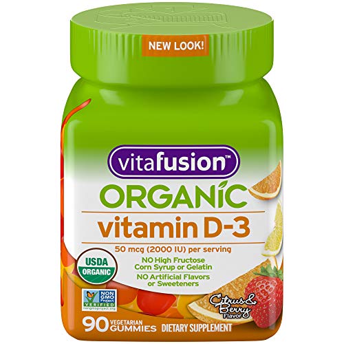 Book Cover Vitafusion Organic D3 Gummy Vitamin Non-GMO Gluten Dairy-Free No Gelatin HFCS, 90 Count