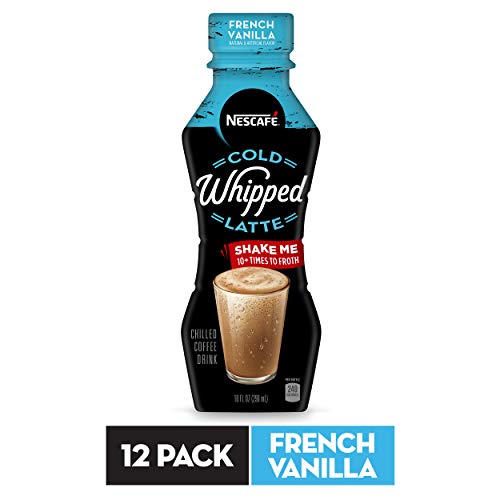 NESCAFÉ Cold Whipped Latte, Ready to Drink Chilled Coffee Drink, French Vanilla, 10 FL OZ, 12 Bottles | Premium Roasted Coffee Drink with Latte Froth