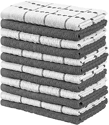 Book Cover Utopia Towels Kitchen Towels, Pack of 12, 15 x 25 Inches, 100% Ring Spun Cotton Super Soft and Absorbent Grey Dish Towels, Tea Towels and Bar Towels