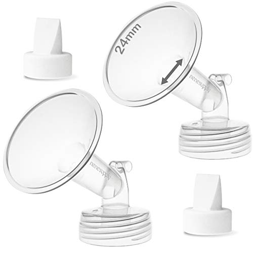 Nenesupply 24mm Flange and Duckbil Valves Compatible with Spectra S1 Spectra S2 Breastpump Replacement to Spectra Pump Parts and Spectra Flange Replace Spectra Duckbill Valves and Spectra Accessories