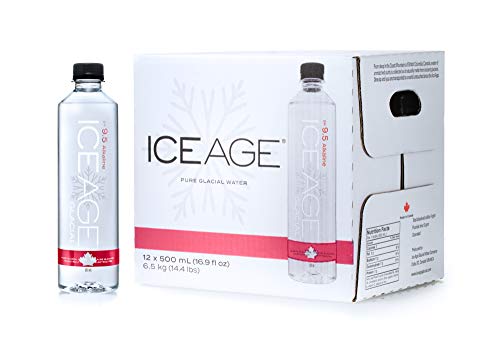 Book Cover Ice Age Glacial Water, Ph 9.5 Alkaline, Pack of 12 (16.9 Ounce)