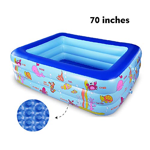 WateBom Inflatable Family Swimming Center Pool with Inflatable Soft Floor, 70 inches Ocean World Kids Swimming Pool