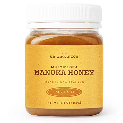 Book Cover SB Organics Multiflora Manuka Honey MGO 50+ - 8.8 oz Jar of Raw Unfiltered Authentic Premium New Zealand Manuka Honey