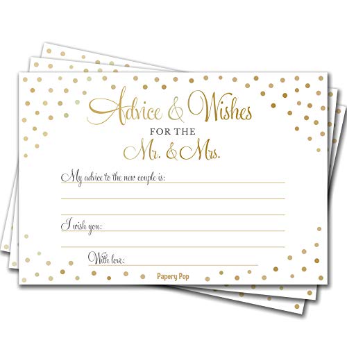 Wedding Advice Cards and Wishes for the Mr. and Mrs. (50 Pack) - Bridal Shower Games - Wedding Games and Supplies