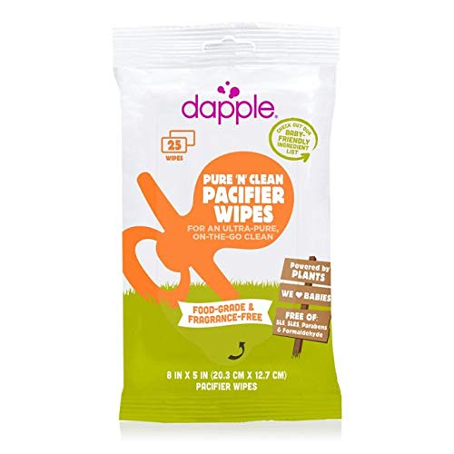 Book Cover Dapple Pure 'n' Clean Pacifier Wipes, Food Grade, Fragrance Free, 25 Count