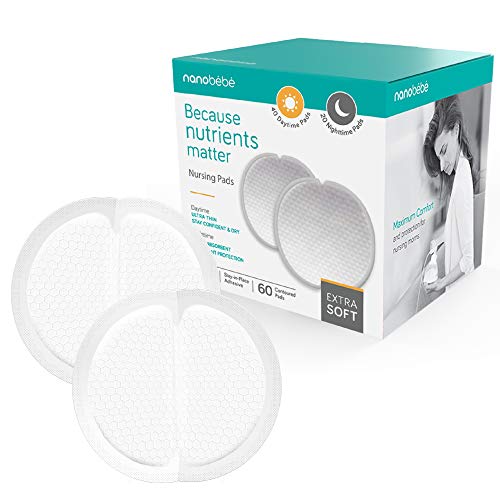 NanobÃ©bÃ© Disposable Nursing Pads â€“ 40 Days and 20 Nights Ultra Thin & Extra Absorbent Vented Leak Proof Nursing Essentials, Individually Wrapped (60 Count)