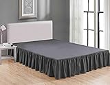 Sheets & Beyond Wrap Around Solid Microfiber Luxury Hotel Quality Fabric Bedroom Gathered Ruffled Bedding Bed Skirt 14 Inch Drop (Queen, Charcoal)