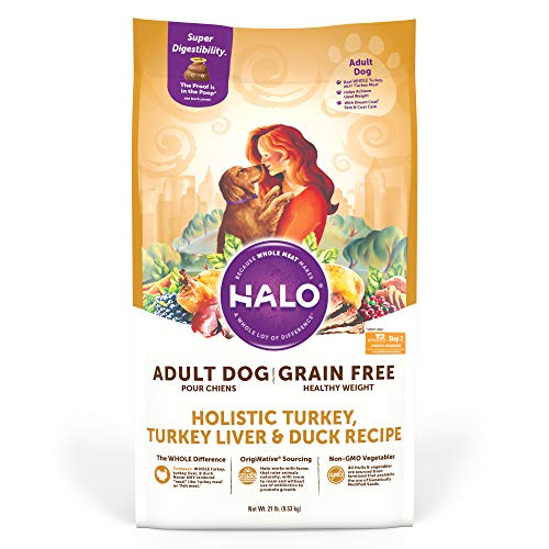 Halo Adult Dry Dog Food, Grain Free, Turkey, Turkey Liver & Duck 21-Pound Bag