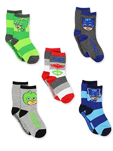 Book Cover PJ Masks 5 pack Boys Toddler Crew Sock Set (6-8 Boys (Shoe: 10.5-4), Grey/Multi Crew)