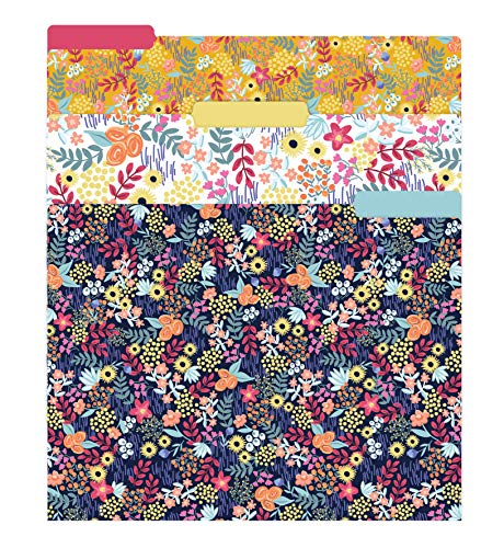 bloom daily planners Decorative File Folders - Set of Six Letter Size (8.5” x 11”) Organizers, 1/3 Cut Tabs - Assorted Designs - Floral Dots