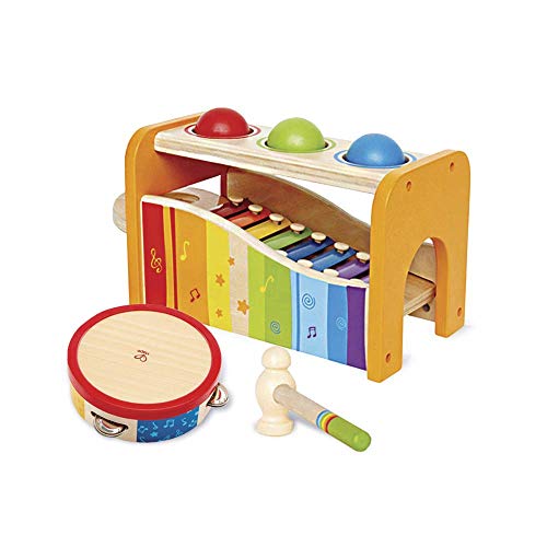 Book Cover Hape Pound, Tap, & Shake! Music Set - Award Winning Wooden Pounding Bench, Baby Xylophone, and Tap Along Tambourine - Developmental, Non-Toxic, Montessori Musical Toys for Toddlers 1 - 4 Years Old