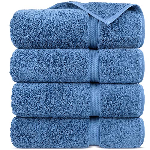 Hotel and Spa Quality Turkish Cotton 4-Piece Bath Towels, Wedgewood
