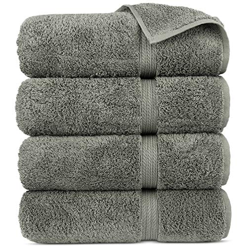 Book Cover Premium Turkish Cotton 4-Piece Bath Towels for Bathroom, Gray