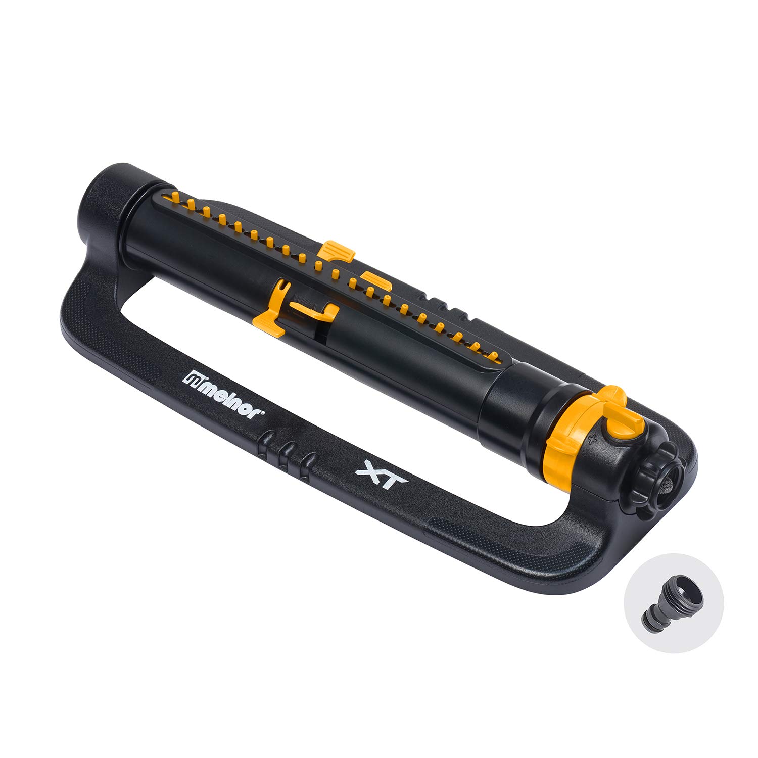 Melnor 65078-AMZ XT Turbo Oscillating Sprinkler with 3-Way Adjustment and QuickConnect Product Adapter Set, Amazon Bundle 3-Way Adjustment Sprinkler
