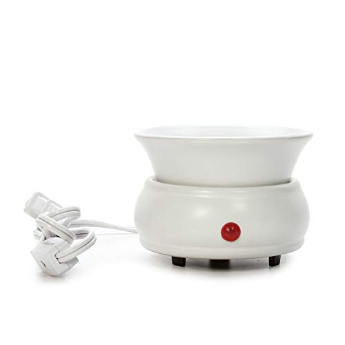Book Cover Hosley White Ceramic Electric Fragrance Candle Wax Warmer. Ideal for Spa and Aromatherapy. Use Brand Wax Melts Cubes Essential Oils and Fragrance Oils