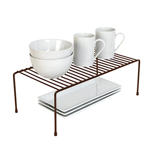 Smart Design Classic Storage Shelf – Large (8.5 x 16 in.), Bronze – Sturdy Steel Pantry Organizer with Rust-Resistant Finish and Non-Slip Feet for Easy Home Organization and Storage