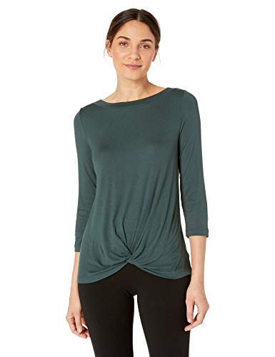 Amazon Brand - Lark & Ro Women's Three Quarter Sleeve Knot Front Knit Top