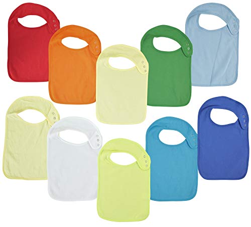Baby Lounge Big X-Large Toddler Bib 10-Pack Extra Coverage - Soft Drool Absorbing, Easy to Clean - 2 to 4 Years, Solid