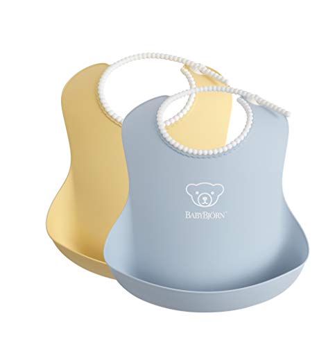 BABYBJÃ–RN Baby Bib, 2-Pack, Powder Yellow/Blue