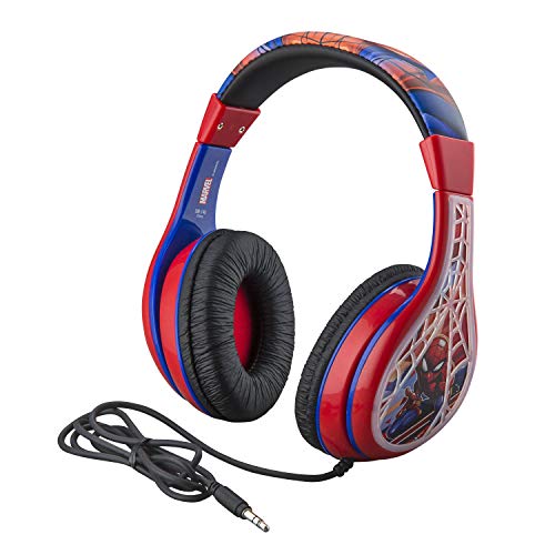 Book Cover Spider Man Kids Headphones, Adjustable Headband, Stereo Sound, 3.5Mm Jack, Wired Headphones for Kids, Tangle-Free, Volume Control, Foldable, Childrens Headphones Over Ear for School Home, Travel