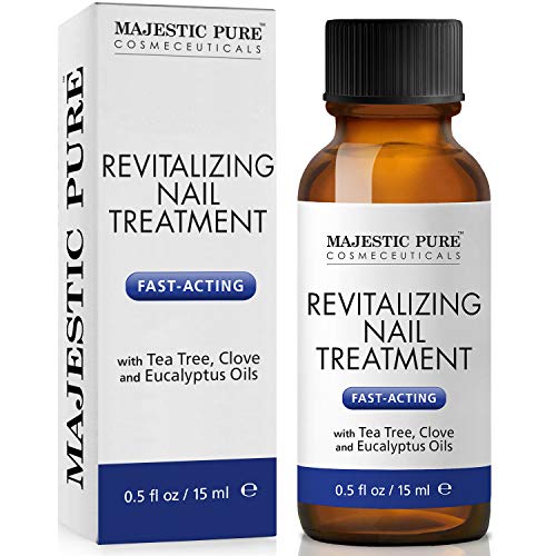 MAJESTIC PURE Extra Strength Natural Nail Treatment - Fights Toenail with Tea Tree, Clove, and Eucalyptus Oils - Natural Remedy for Damaged Toe Nails and Foot Health - 0.5 fl oz