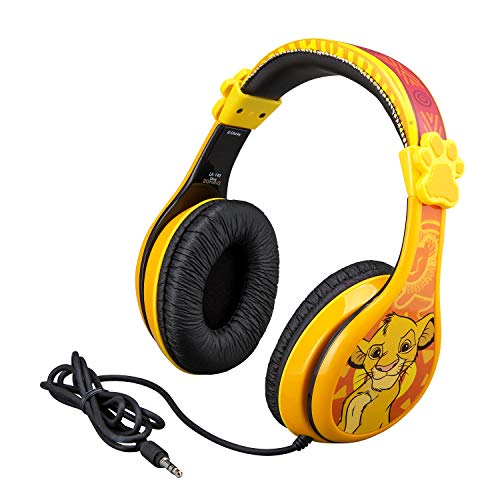 Book Cover Kids Headphones for Kids Lion King Adjustable Stereo Tangle-Free 3.5mm Jack Wired Cord Over Ear Headset for Children Parental Volume Control Kid Friendly Safe Perfect for School Home Travel
