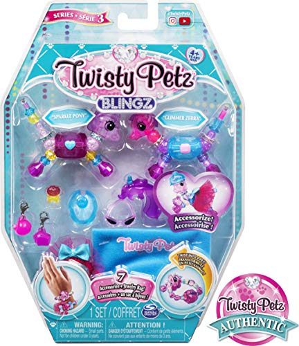 Twisty Petz, Series 3 Blingz, Pony and Zebra Customizable Bracelet Set for Kids Aged 4 and Up
