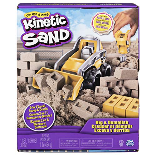 Book Cover Kinetic Sand Dig & Demolish Truck Playset with 453 g of Kinetic Sand, for Kids Aged 3 and Up