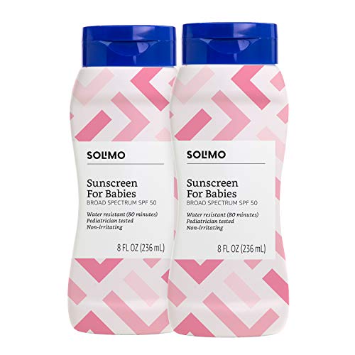 Amazon Brand - Solimo Baby Sunscreen SPF 50, Reef Friendly (Octinoxate & Oxybenzone Free), 8 Fluid Ounce