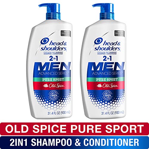Head and Shoulders Shampoo and Conditioner 2 in 1, Anti Dandruff Treatment, Old Spice Pure Sport , 31.4 Fl Oz, Twin Pack