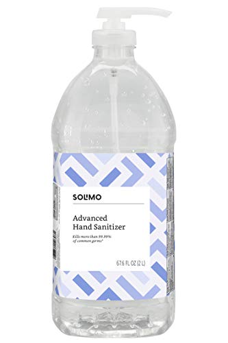 Book Cover Amazon Brand - Solimo Advanced Hand Sanitizer with Vitamin E, Original Scent, Pump Bottle, 67.59 Fl Oz (Pack of 1)