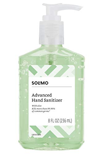 Amazon Brand - Solimo Hand Sanitizer with Vitamin E and Aloe, 8 Fluid Ounce