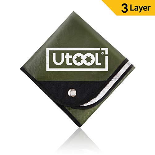 UTOOL Heavy Duty Emergency Blanket, Extra Large Thermal Tarp Reflective Survival Outdoor Emergency Blanket with Water Proof, 93% Heat Retention, Tear Resistant, Reusable Features