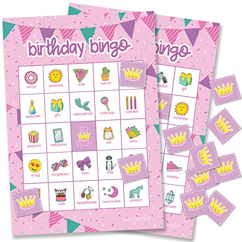 Book Cover Girl Birthday Bingo Game for Kids - 24 Players