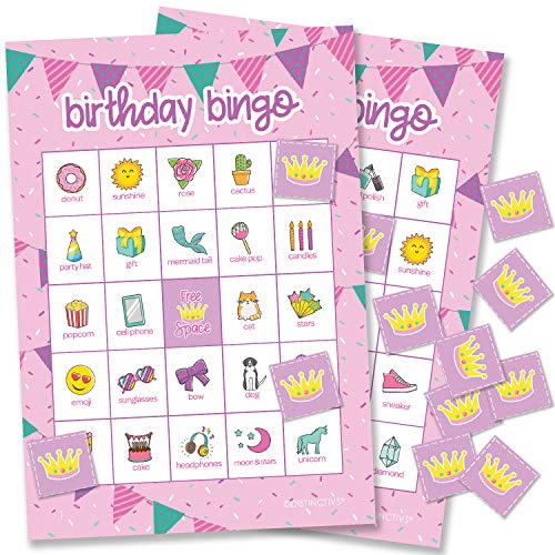 Girl Birthday Bingo Game for Kids - 24 Players