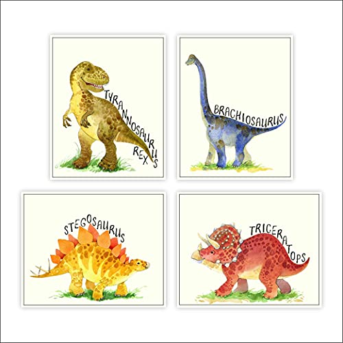 Book Cover Dinosaur Bedroom Decor Wall Art Prints (Set of 4) - Unframed - 8x10s