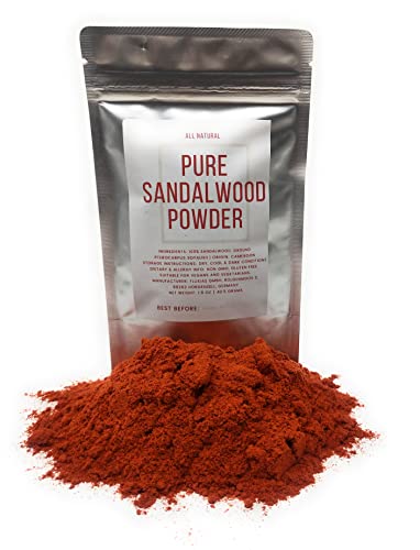 Pure Sandalwood Powder - Natural Sandalwood Dust - Raw, Vegan, Non-GMO (Coralwood, Padauk) - Net Weight: 50g
