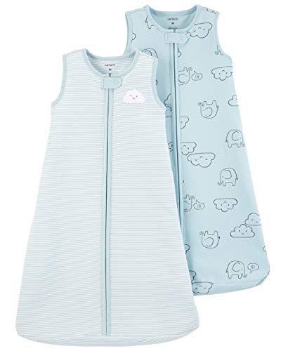Carter's Baby Boys' 2-Pack Cotton Sleepbag Nightgown, Blue Cloud/Stripe, Medium